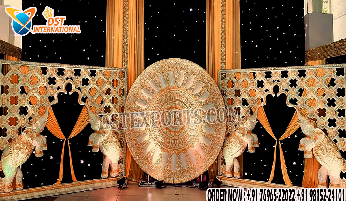 Exclusive South Indian Fiber Carved Backdrop Panels