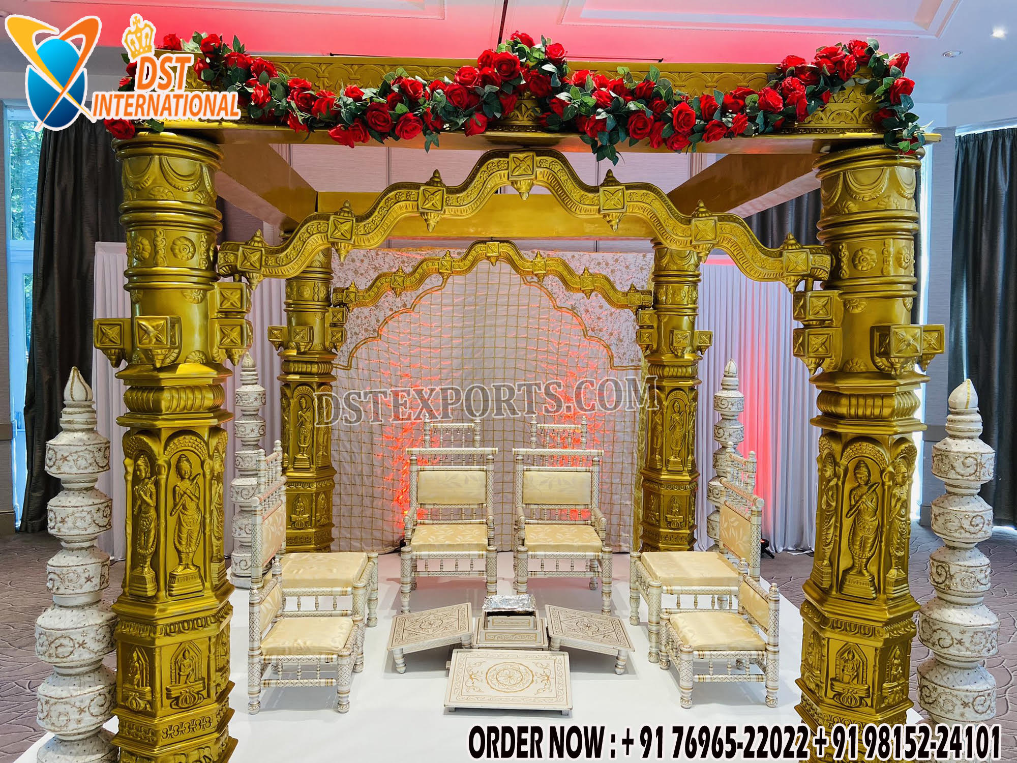 Traditional Golden Mandap For South Indian Wedding