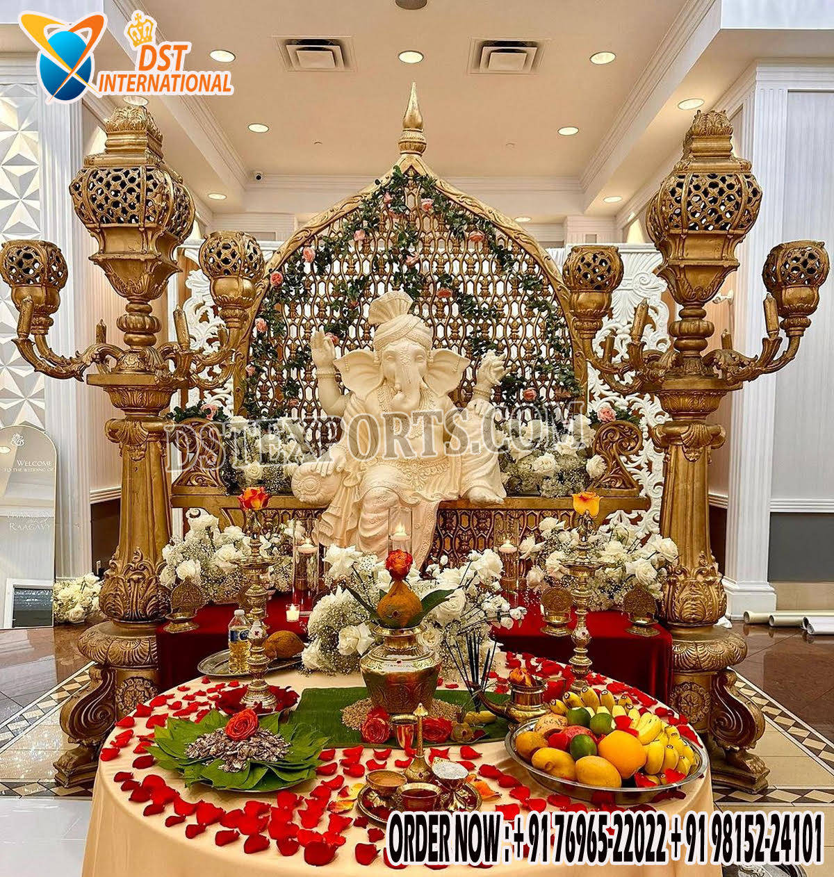 Wedding Entrance Decor With Throne Sitted Lord Ganesha