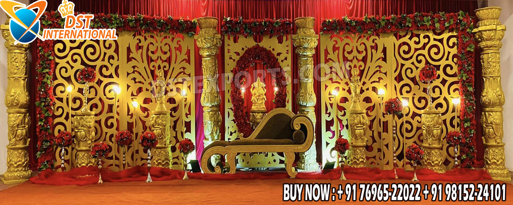 Wedding Mandaps, Wedding Stages, Reception Stages, Wedding Furniture, Haldi /Mehndi/Sangeet Decoration Props, Bridal Entry Props, Wedding Dolis /Palkis, Wedding Stages Backdrops Frame, Panels & Drapes, Laser style Frames & Panels, Fiber statues, Punjabi Cultural Statues & Decorative stuffs, Metal Props, Stage Frames & Panels, Metal Pillars, Arcs & Candle walls, Wooden candle walls, Mirror Mandaps, stages & Panels, Wedding Horse Drawn Carriages, Cinderella Carriage, Food Counters, Bangle Bars, Decorative Rehri’s, Table Centerpieces