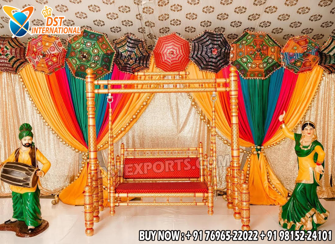 we are manufacturer and exporters of all types pof wedding product like - wedding mandap , crystal mandaps ,metal mandaps, stages , wedding frames/panels, wedding sofa set, bride groom chairs, mandap chairs ,punjabi culture statues , wedding swings , horse drawn carriages ,backdrop curtain etc.