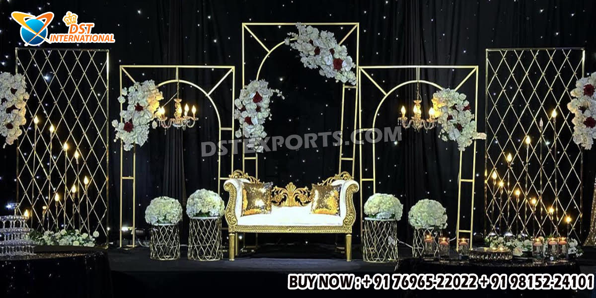 we are manufacturer and exporters of all types pof wedding product like - wedding mandap , crystal mandaps ,metal mandaps, stages , wedding frames/panels, wedding sofa set, bride groom chairs, mandap chairs ,punjabi culture statues , wedding swings , horse drawn carriages ,backdrop curtain etc.