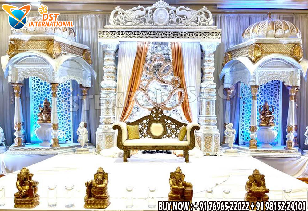 we are manufacturer and exporters of all types pof wedding product like - wedding mandap , crystal mandaps ,metal mandaps, stages , wedding frames/panels, wedding sofa set, bride groom chairs, mandap chairs ,punjabi culture statues , wedding swings , horse drawn carriages ,backdrop curtain etc.