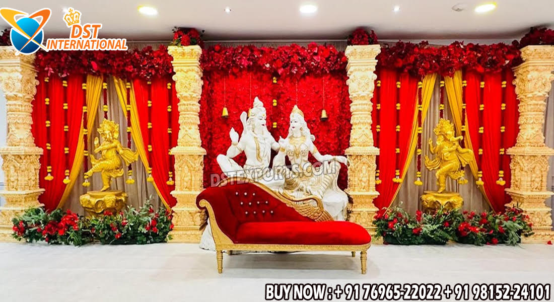 we are manufacturer and exporters of all types pof wedding product like - wedding mandap , crystal mandaps ,metal mandaps, stages , wedding frames/panels, wedding sofa set, bride groom chairs, mandap chairs ,punjabi culture statues , wedding swings , horse drawn carriages ,backdrop curtain etc.