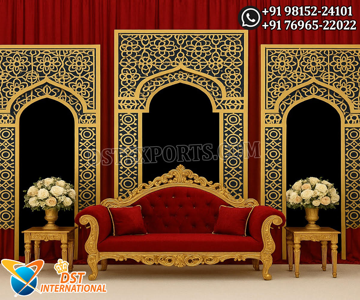 Royal Gold Laser Cut Wedding Backdrop Panels For Stage Decorationwhite laser cut panels, laser cut backdrop panels, custom laser cut wedding panels, laser cut decorative screens, floral laser cut panels,modern laser cut panels for weddings, laser cut wall panels, laser cut stage backdrops, laser cut panels UK, laser cut panels for reception décor