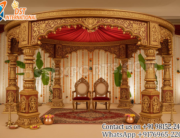 Traditional Kalyana Mandap, South Indian Wedding Mandap, Golden Wedding Mandap, Indian Marriage Stage Decoration, Temple Style Mandap, Luxury Wedding Mandap, Round Wedding Mandap, Antique Golden Mandap, Indian Traditional Mandap, Decorative Wedding Stage