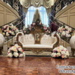 Wedding sofa set, wedding stage sofa, bride groom sofa, luxury wedding couch, Indian wedding furniture, royal wedding sofa, carved sofa set, golden wedding couch, wedding stage décor, reception seating sofa, event furniture, designer wedding throne.