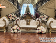 Wedding sofa set, wedding stage sofa, bride groom sofa, luxury wedding couch, Indian wedding furniture, royal wedding sofa, carved sofa set, golden wedding couch, wedding stage décor, reception seating sofa, event furniture, designer wedding throne.