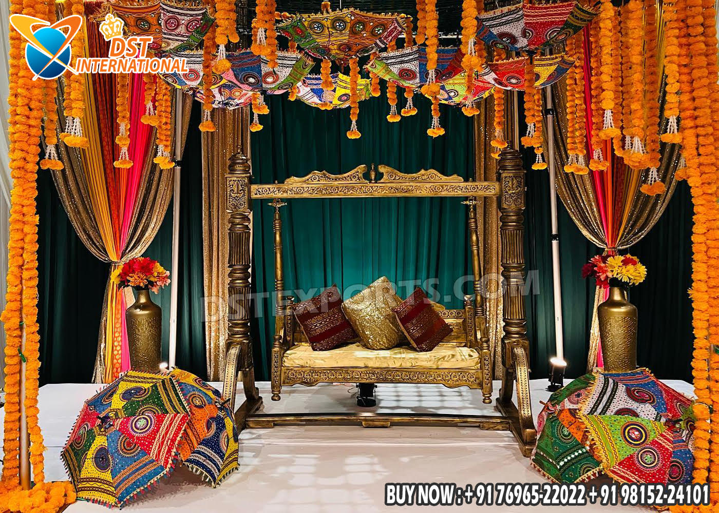 DST Exports is STAR manufacturer and Exports of All type of Wedding Decoration *Wedding Mandaps *Wedding Stages *Wedding Furniture *Horse Drawn Carriages *Fiber Decoration Items *Mehndi Sangeet and Haldi decor props