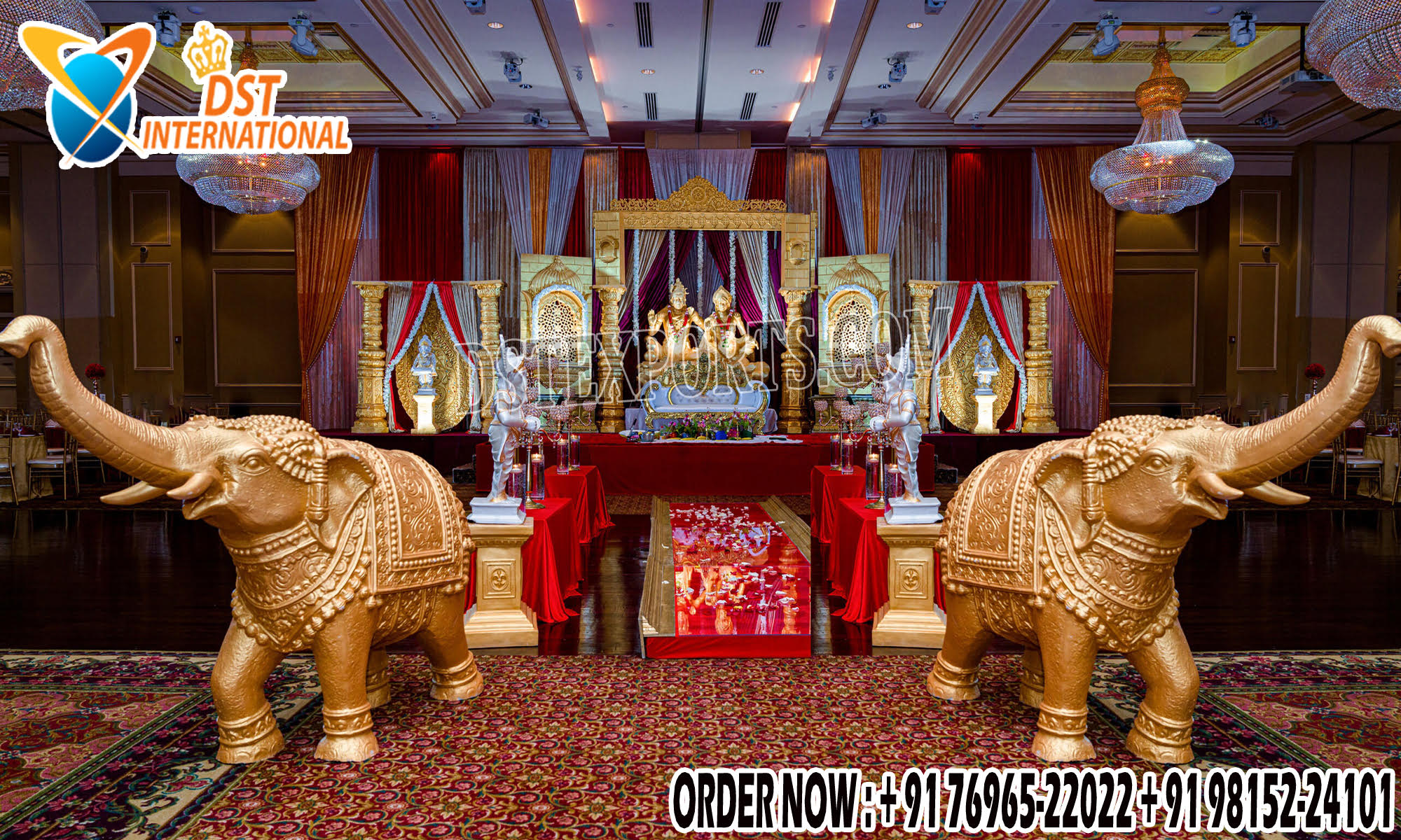 Traditional Wedding Venue Entrance Golden Elephants